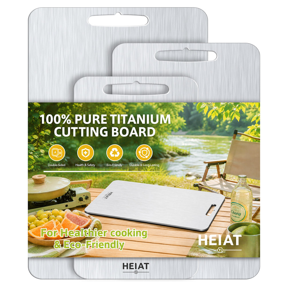 100% Titanium Cutting Board Set of 3, Double-Sided Kitchen Boards